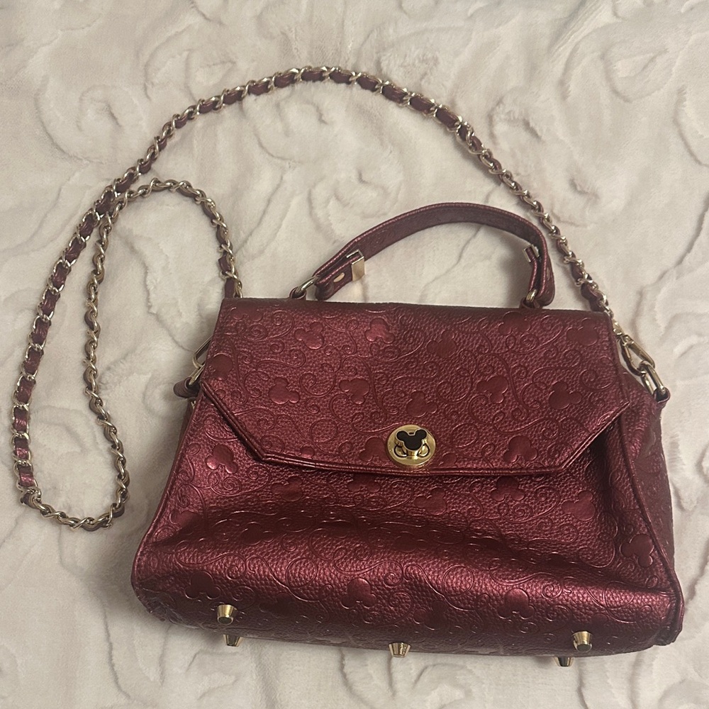 Liekos Designs Mickey Burgundy Handbag with cross body strap